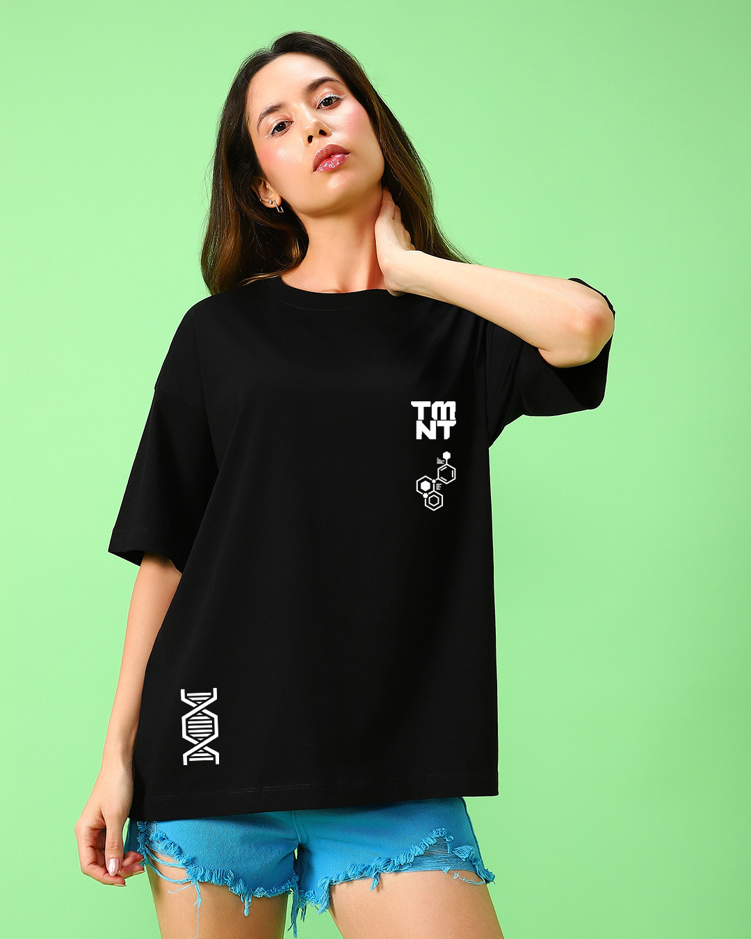 Shop Women's Black Inner Ninja Graphic Printed Oversized T-shirt-Back