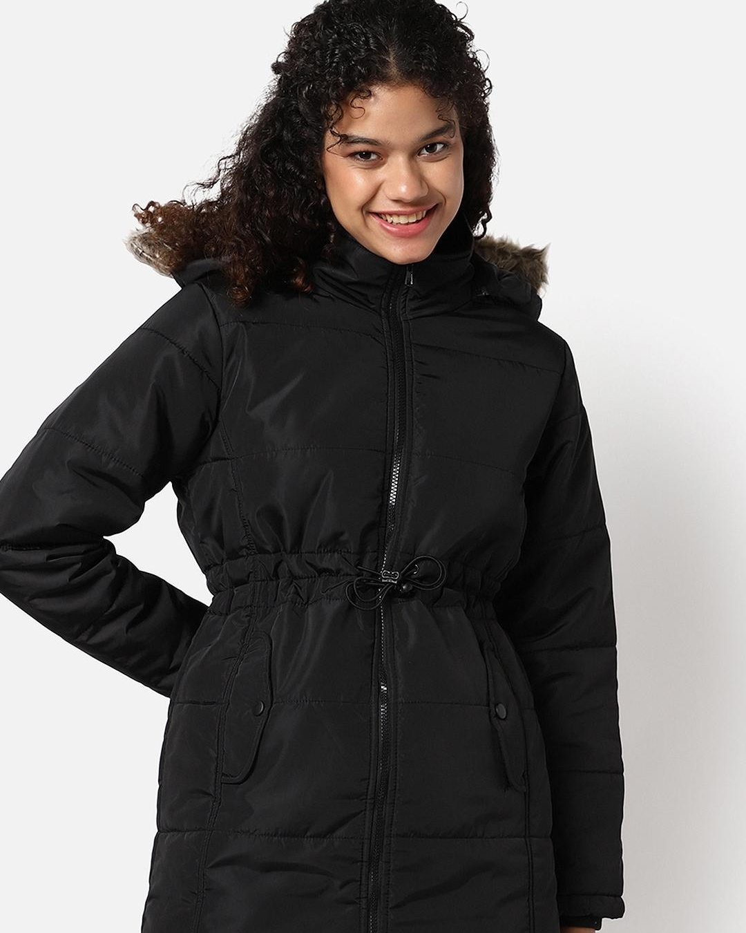 Buy Women's Black Hooded Jacket Online at Bewakoof