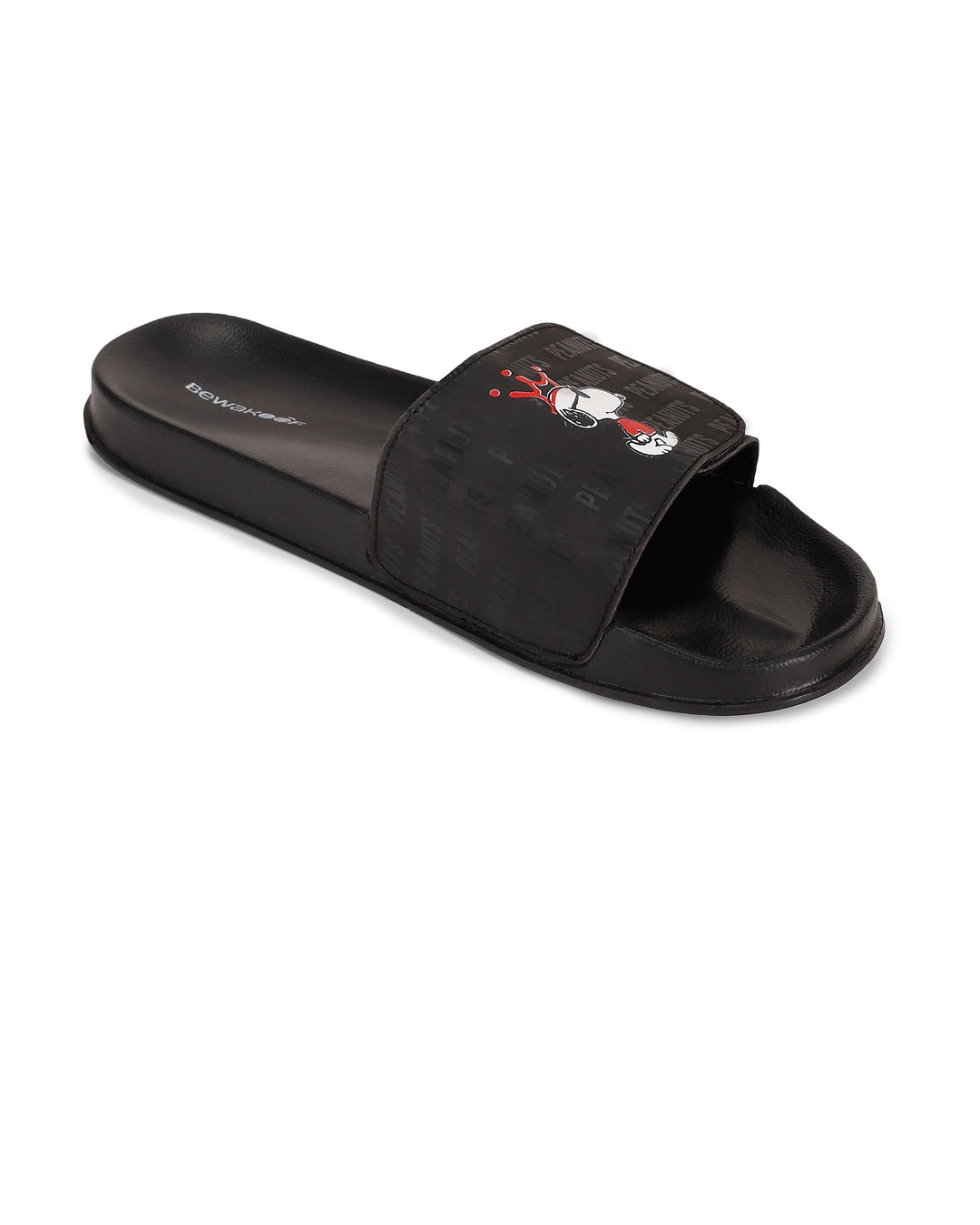 Shop Women's Black King Snoopy Adjustable Velcro Sliders-Back