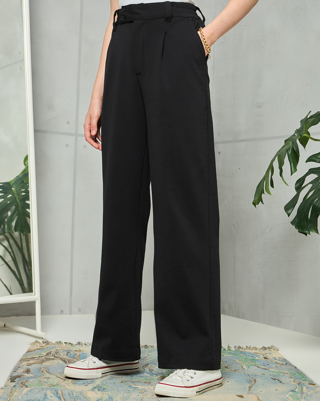 Shop Women's Black Korean Pants-Back
