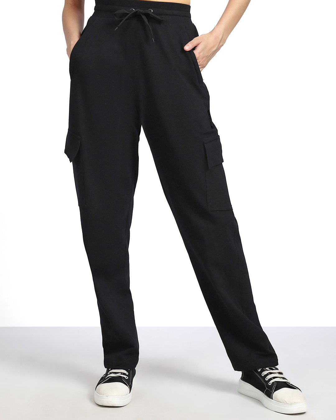Elastic-Waist Cargo Track Pants