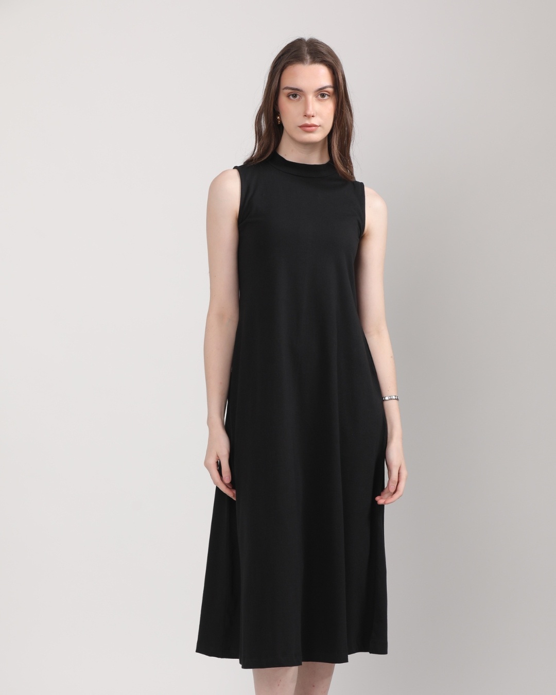 black long sleeve midi dress A-Line Penni Short Tight Black Dresses collection: essentials Fit:Regular