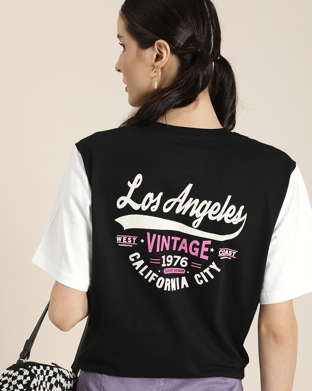 Buy Women's Purple Los Angeles Typography Oversized T-shirt Online at  Bewakoof