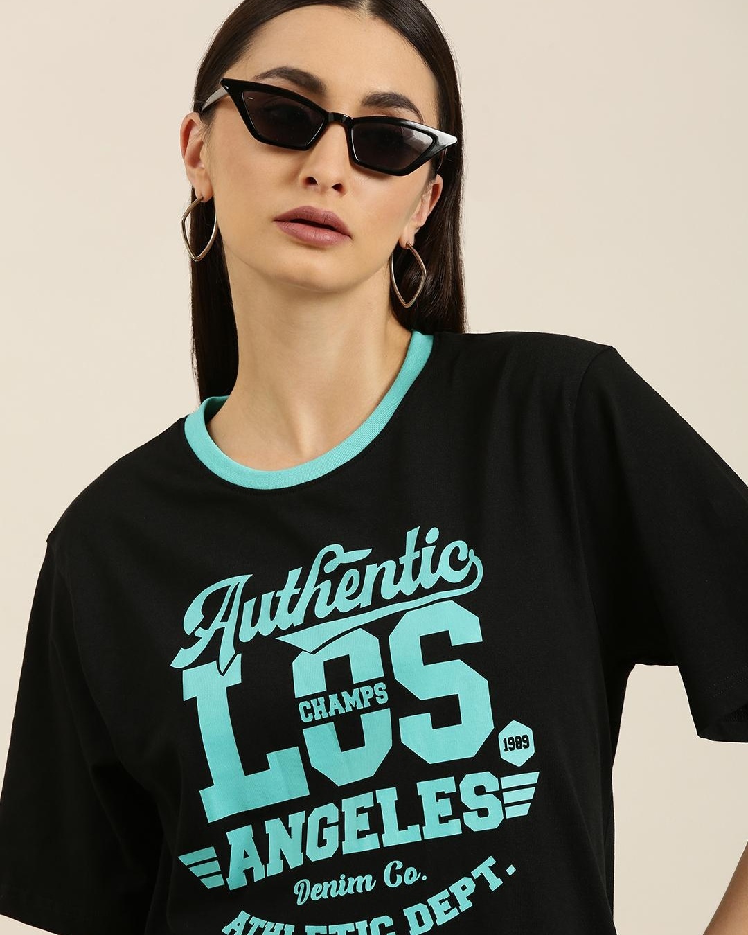 Buy Women's Purple Los Angeles Typography Oversized T-shirt Online at  Bewakoof