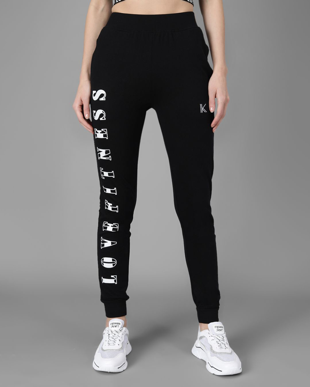 Buy Women S Black Love Fitness Typography Skinny Fit Joggers For Women Black Online At Bewakoof