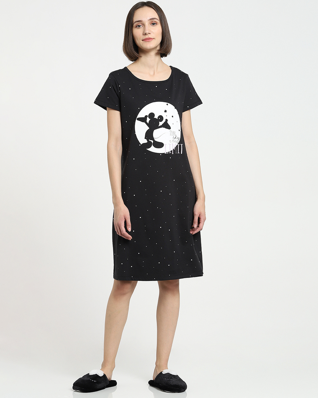 Shop Women's Black Mickey Sky Is Limit AOP Lounge Dress-Back