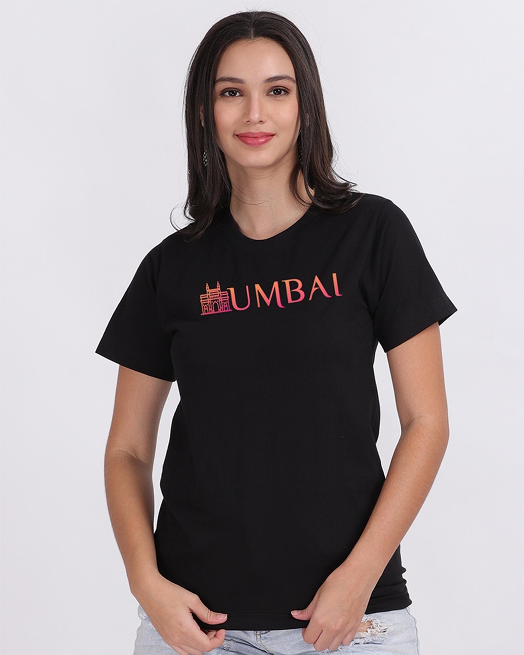 Buy Women's Black Mumbai Typography Tshirt for Women Online at Bewakoof
