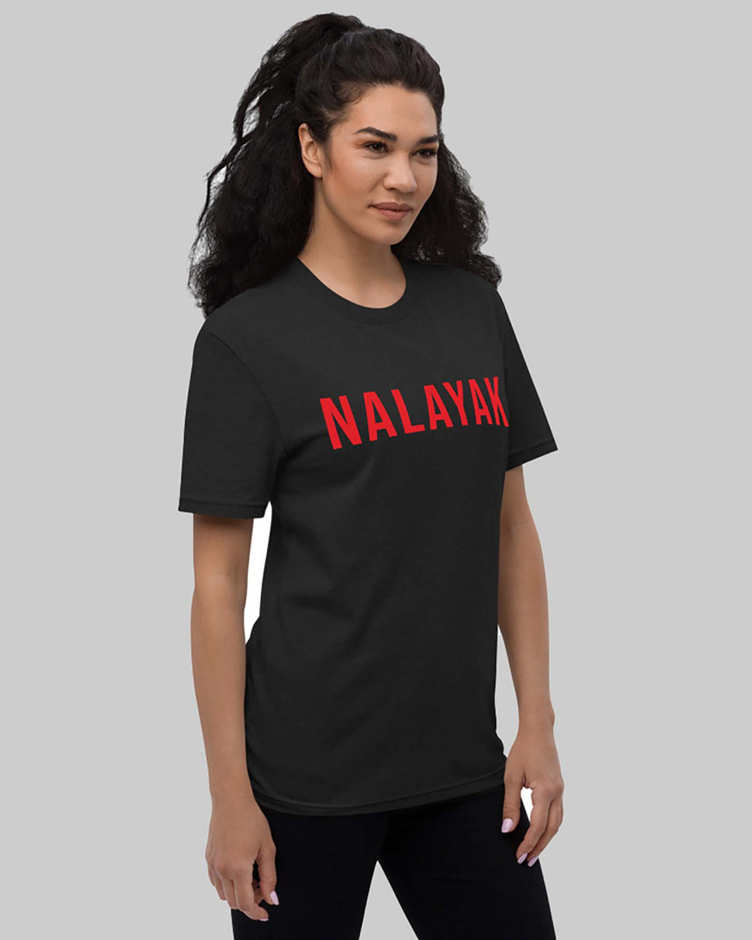 Shop Women's Black Nalayak Typography Loose Fit T-shirt-Back