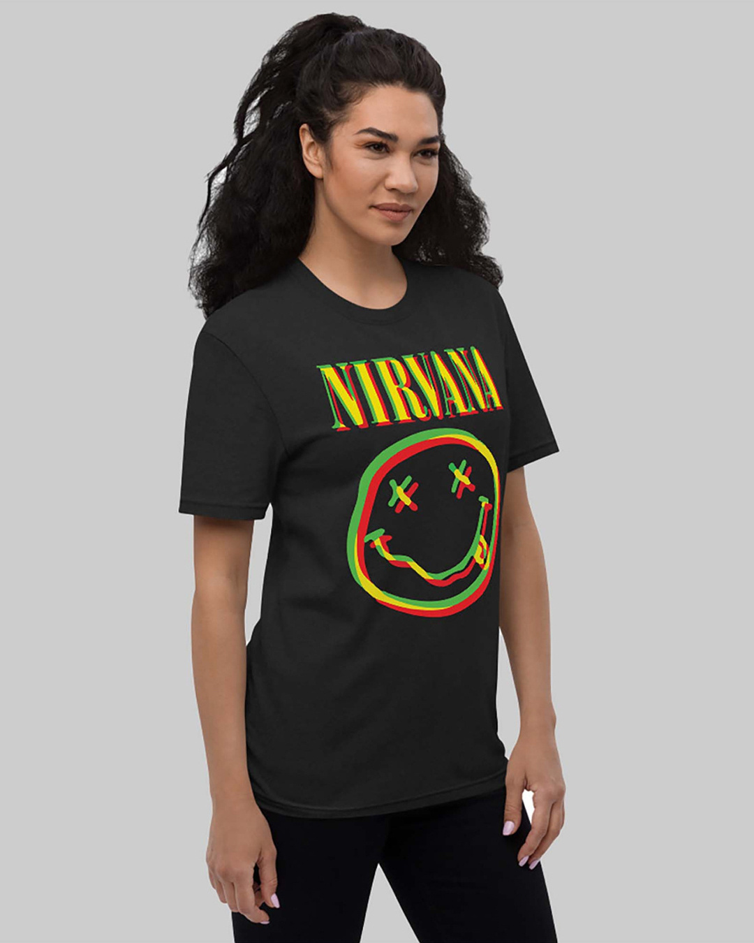 Shop Women's Black Nirvana Typography Loose Fit T-shirt-Back