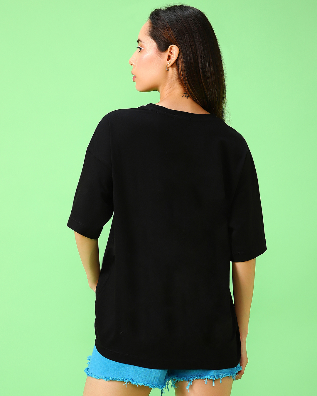 Shop Women's Black No Time For Bullshit Graphic Printed Oversized T-shirt-Back