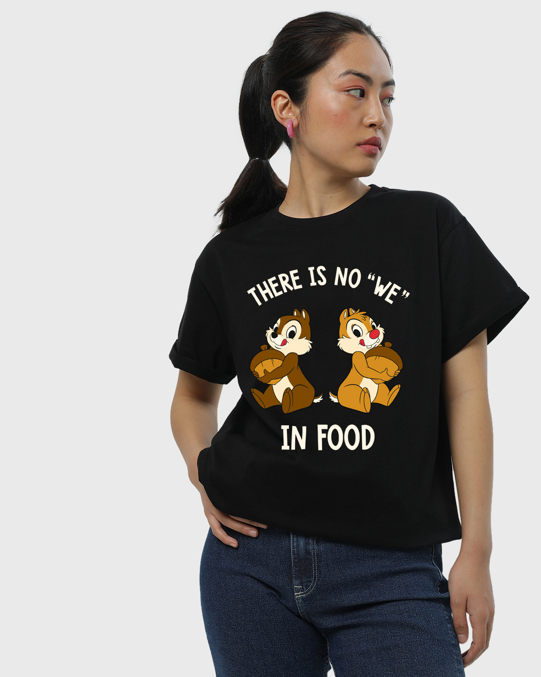 Shop Women's Black No We in Food Graphic Printed Boyfriend T-shirt-Back