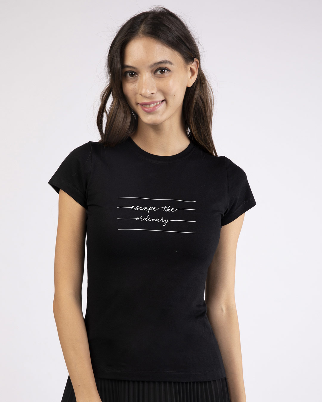 Buy Women's Black Not Ordinary Slim Fit T-shirt Online at Bewakoof