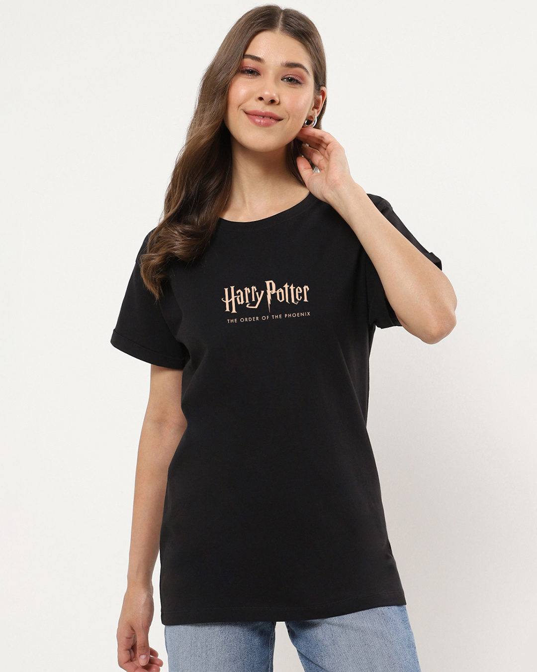 Shop Women's Black Order of the Phoenix Graphic Printed Boyfriend T-shirt-Back