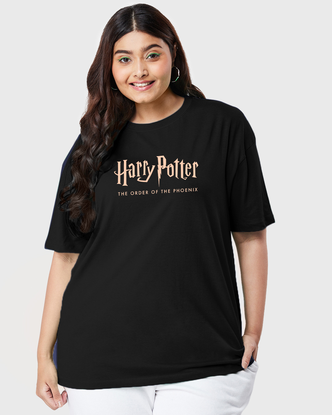 Shop Women's Black Order Of The Phoenix Graphic Printed Oversized Plus Size T-shirt-Back