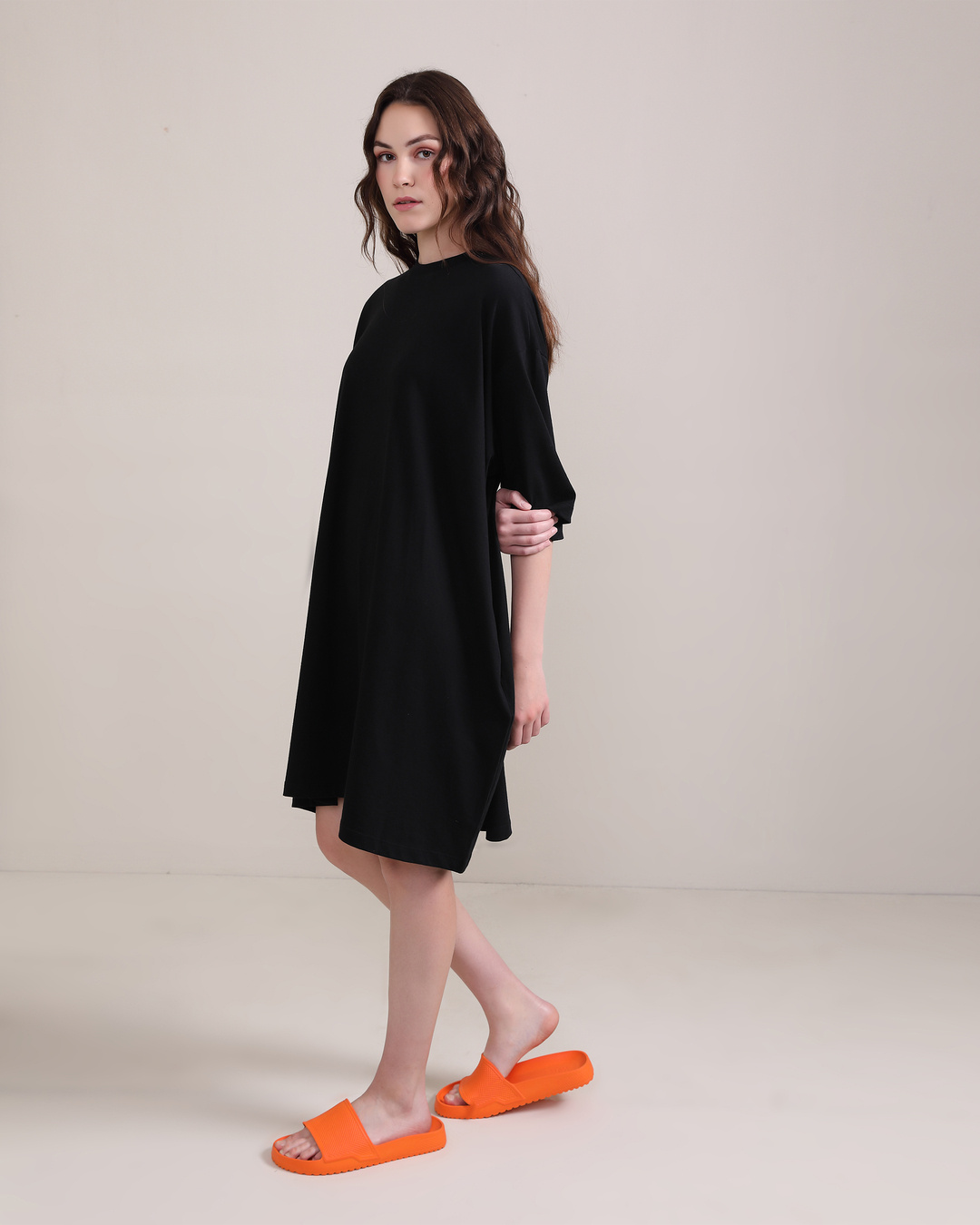 Shop Women's Black Oversized Fit Free Size Dress-Back