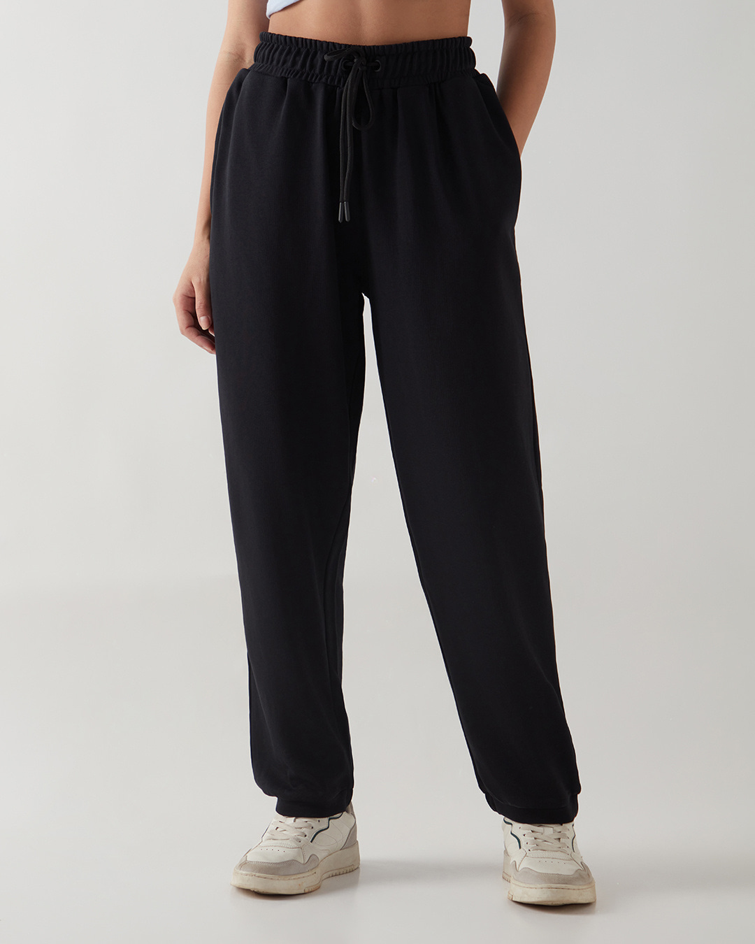 Shop Women's Black Oversized Joggers-Back