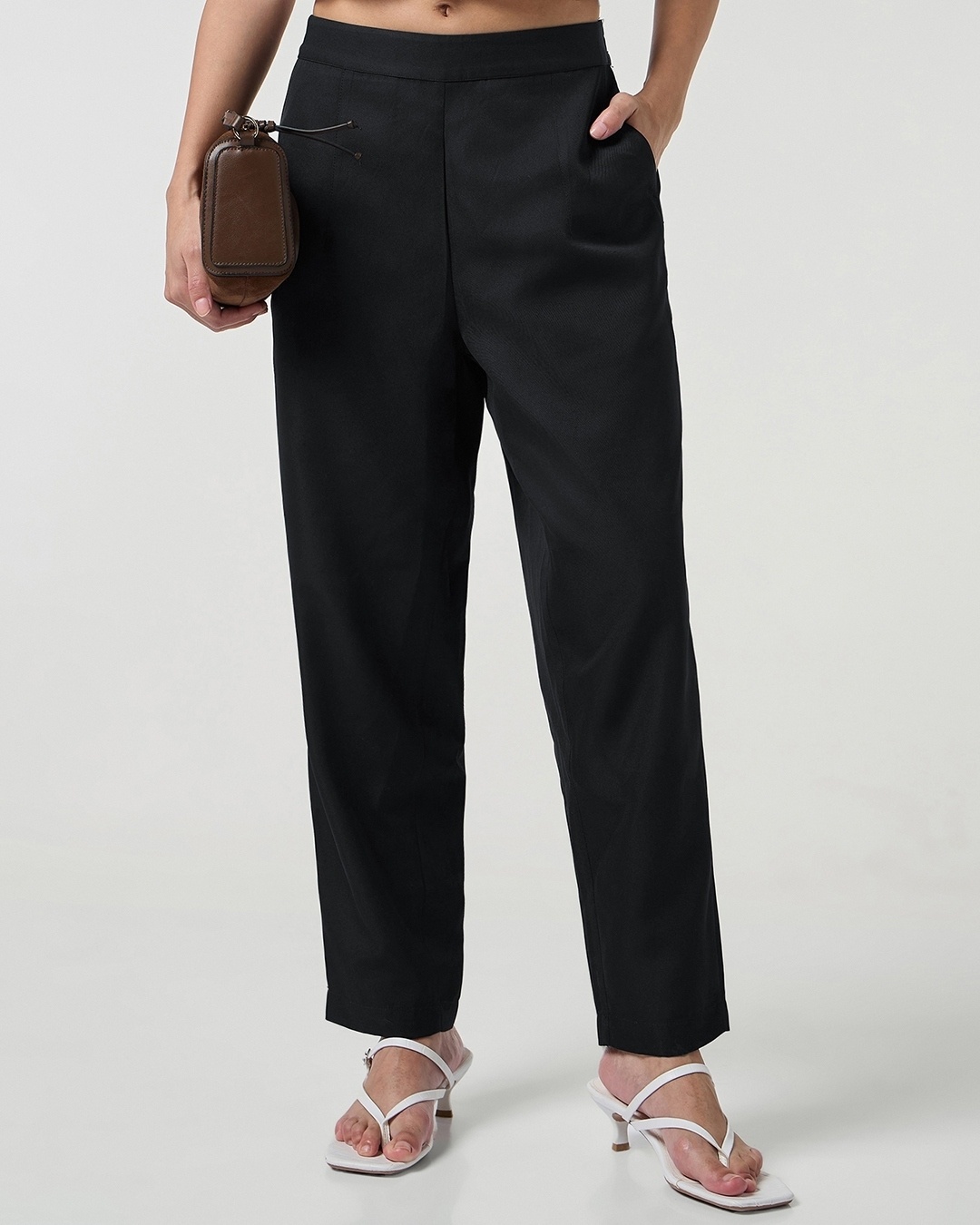 Shop Women's Black Oversized Korean Pants-Back