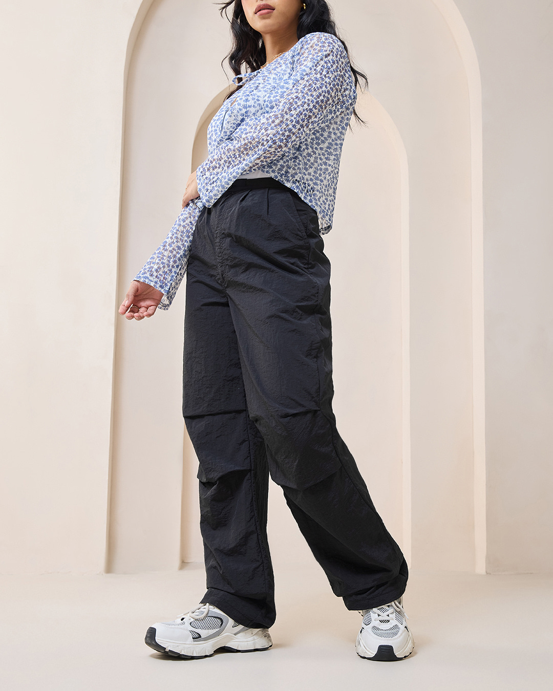 Buy Women's Black Oversized Parachute Pants Online at Bewakoof