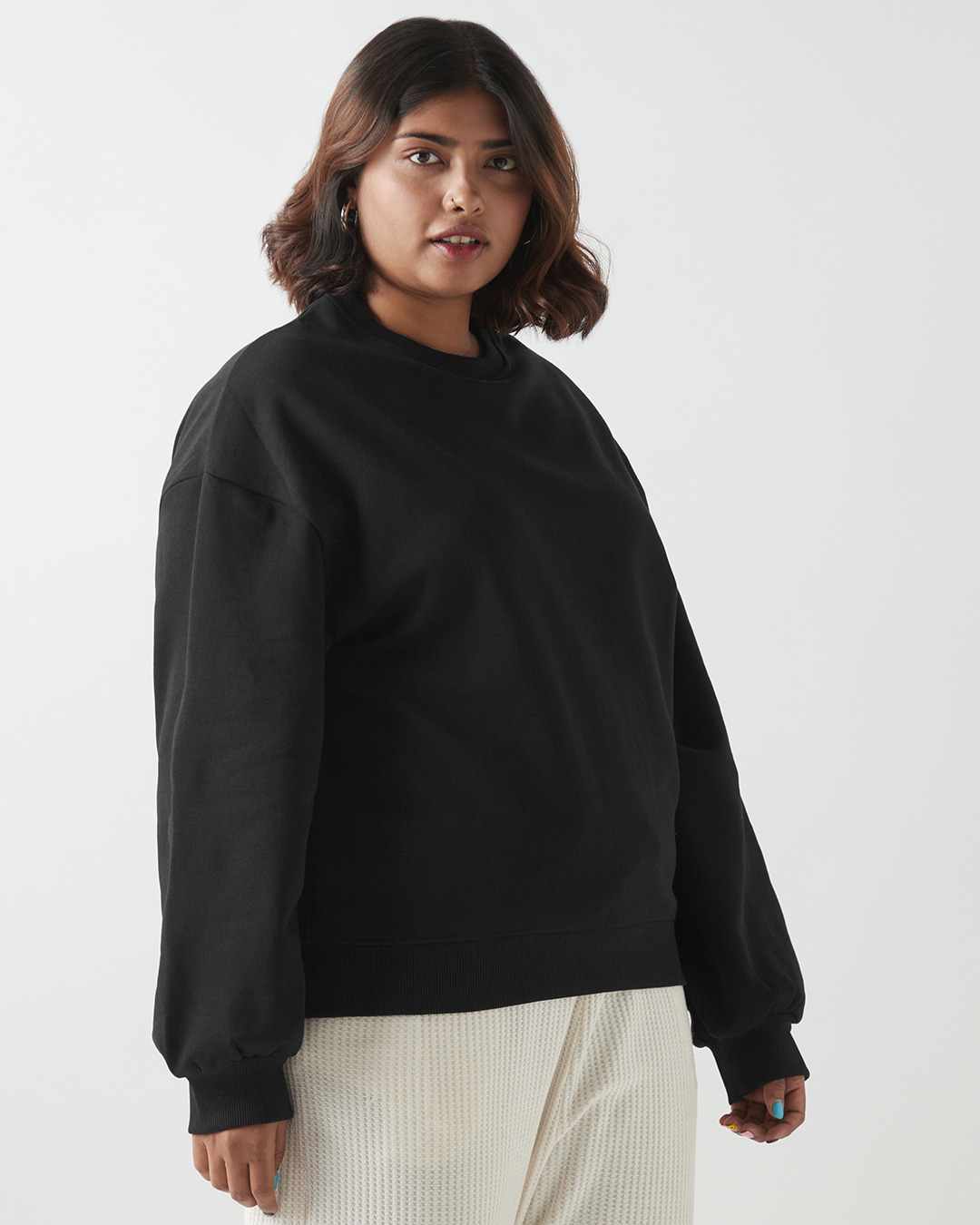 Shop Women's Black Oversized Plus Size Sweatshirt-Back