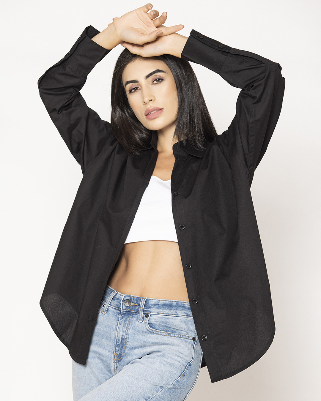 Buy Women's Black Oversized Shirt Online at Bewakoof
