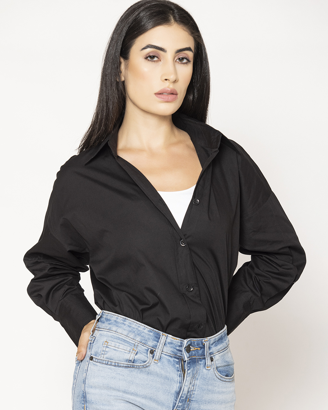 Buy Women's Black Oversized Shirt Online at Bewakoof