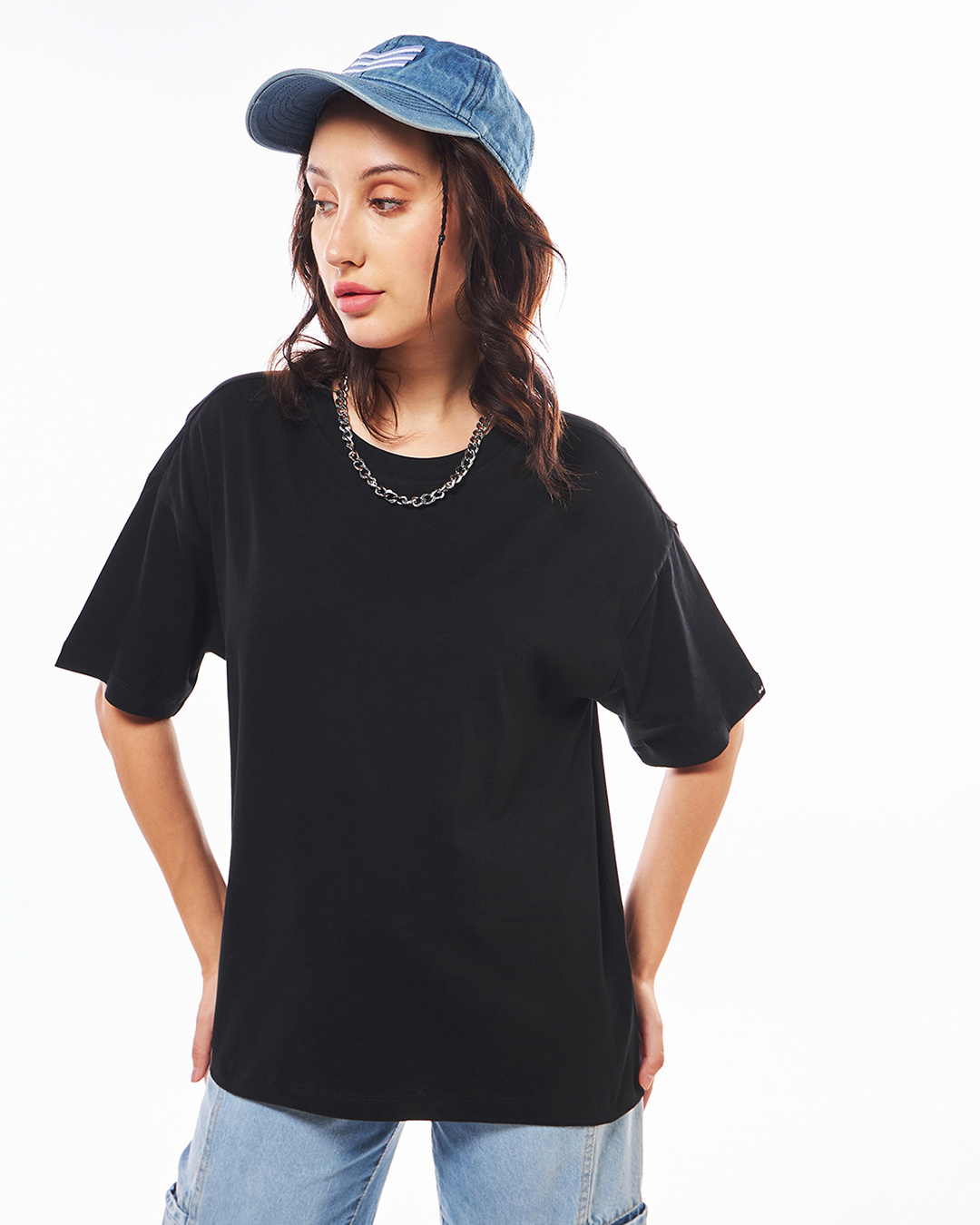 Shop Women's Black Oversized T-shirt-Back