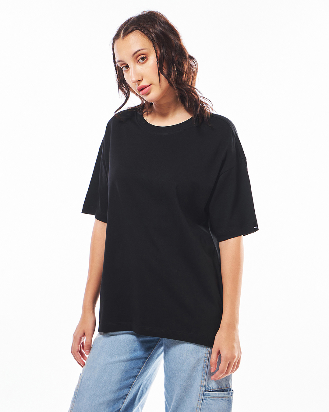 Shop Women's Black Oversized T-shirt-Back