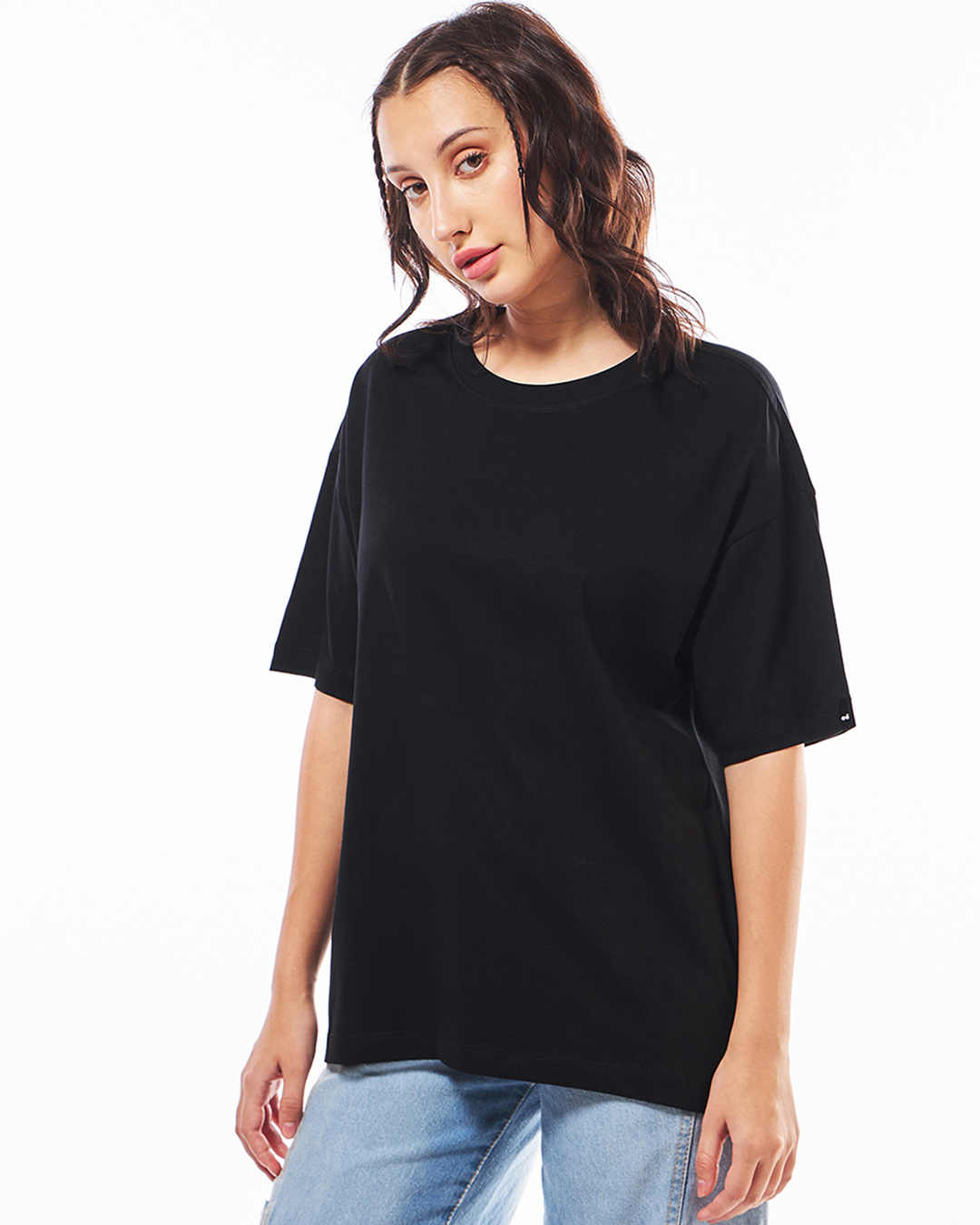 Shop Women's Black Oversized T-shirt-Back