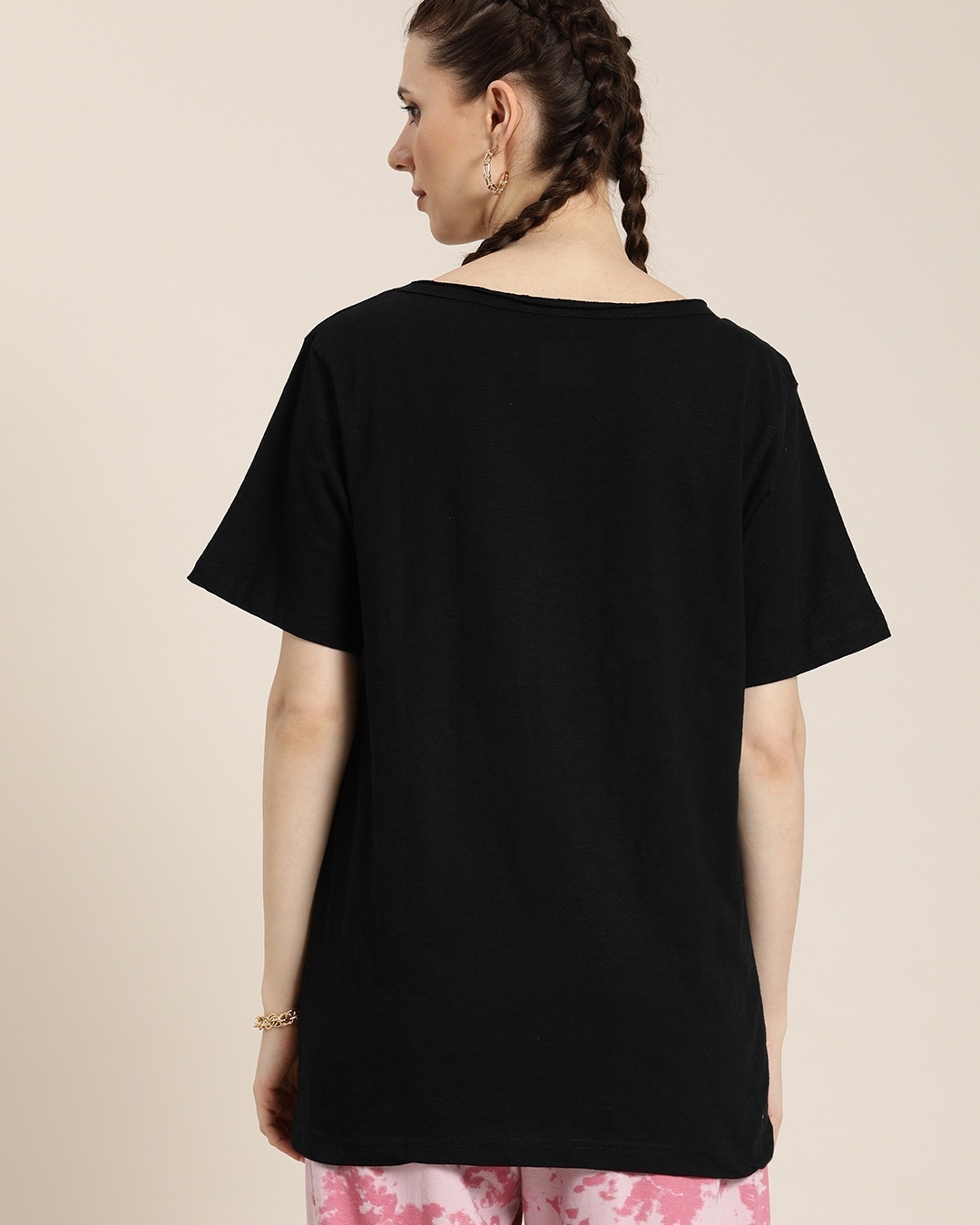 Shop Women's Black Oversized T-shirt-Back