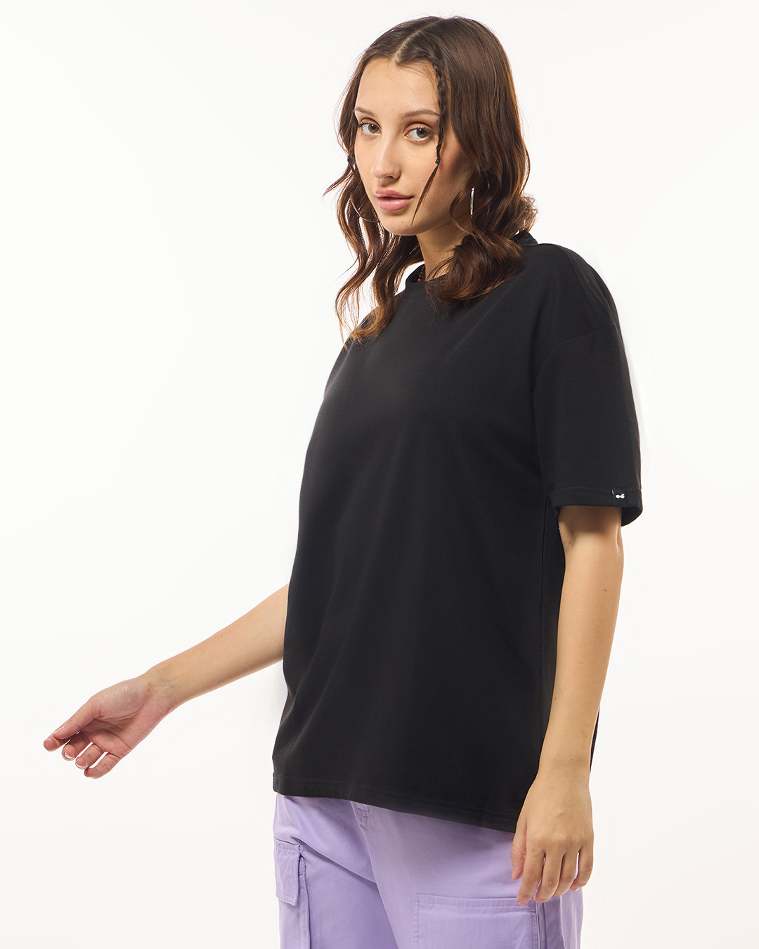 Shop Women's Black Oversized T-shirt-Back