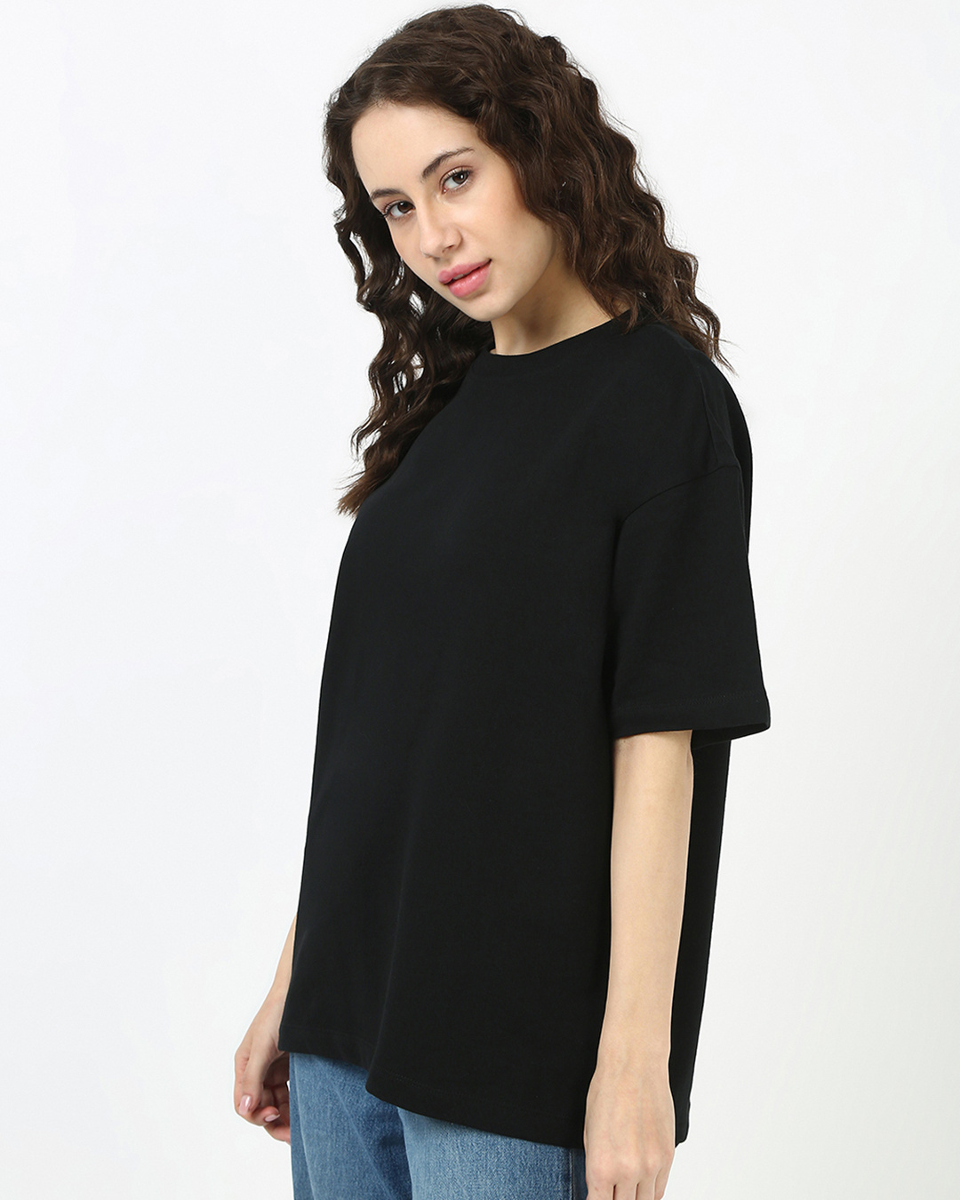 Shop Women's Black Oversized T-shirt-Back