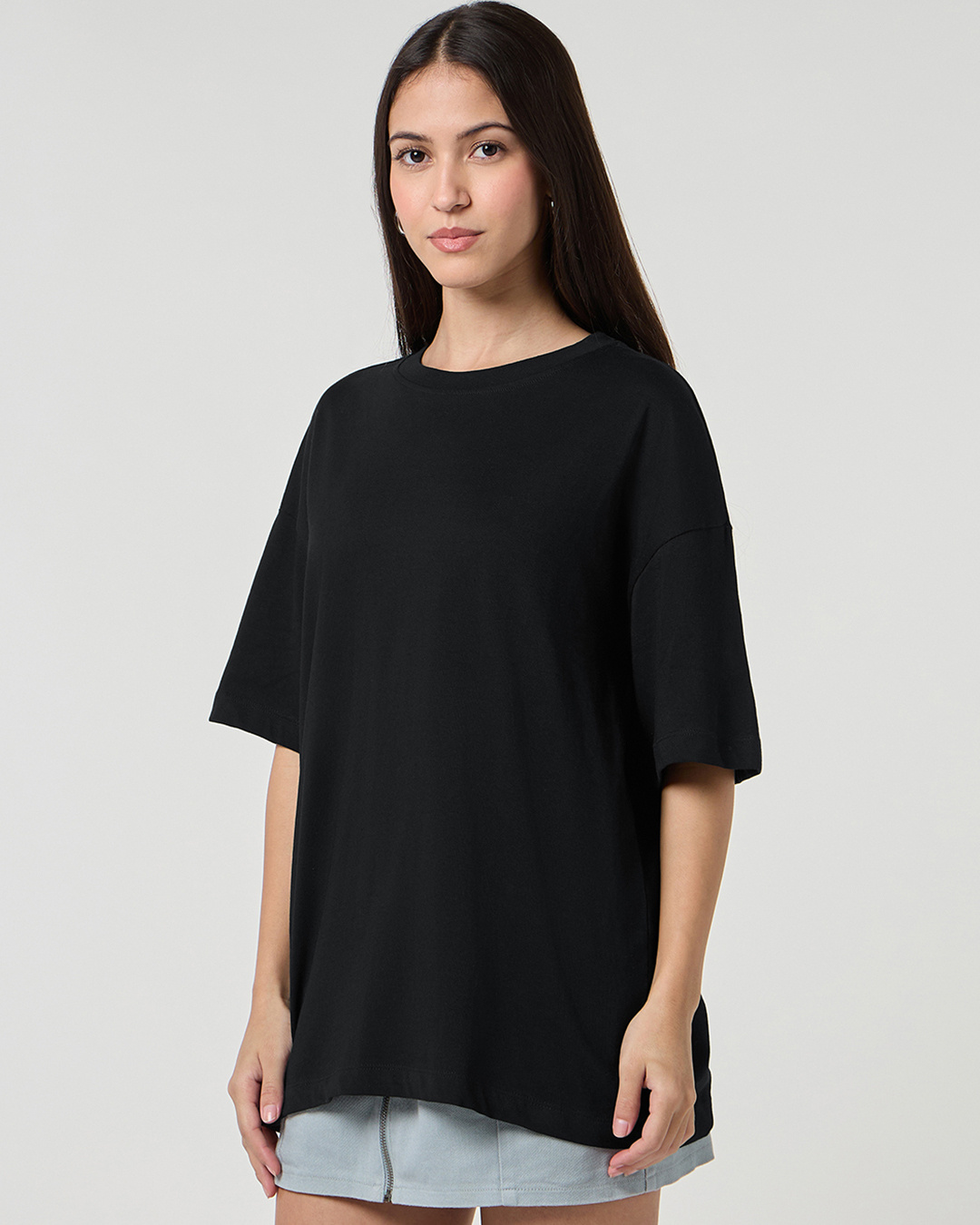 Shop Women's Black Oversized T-shirt-Back