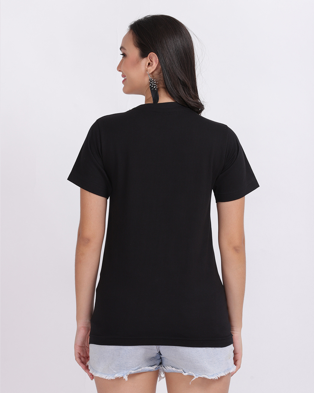 Shop Women's Black Panda Adulting is Hard Typography Cotton T-shirt-Back