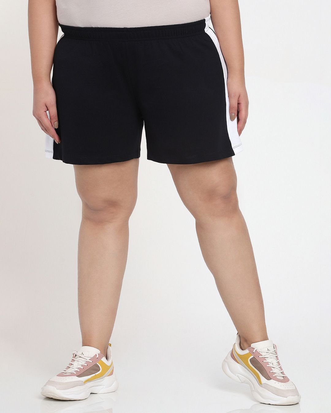 Shop Women's Black Plus Size Side Panel Shorts-Back