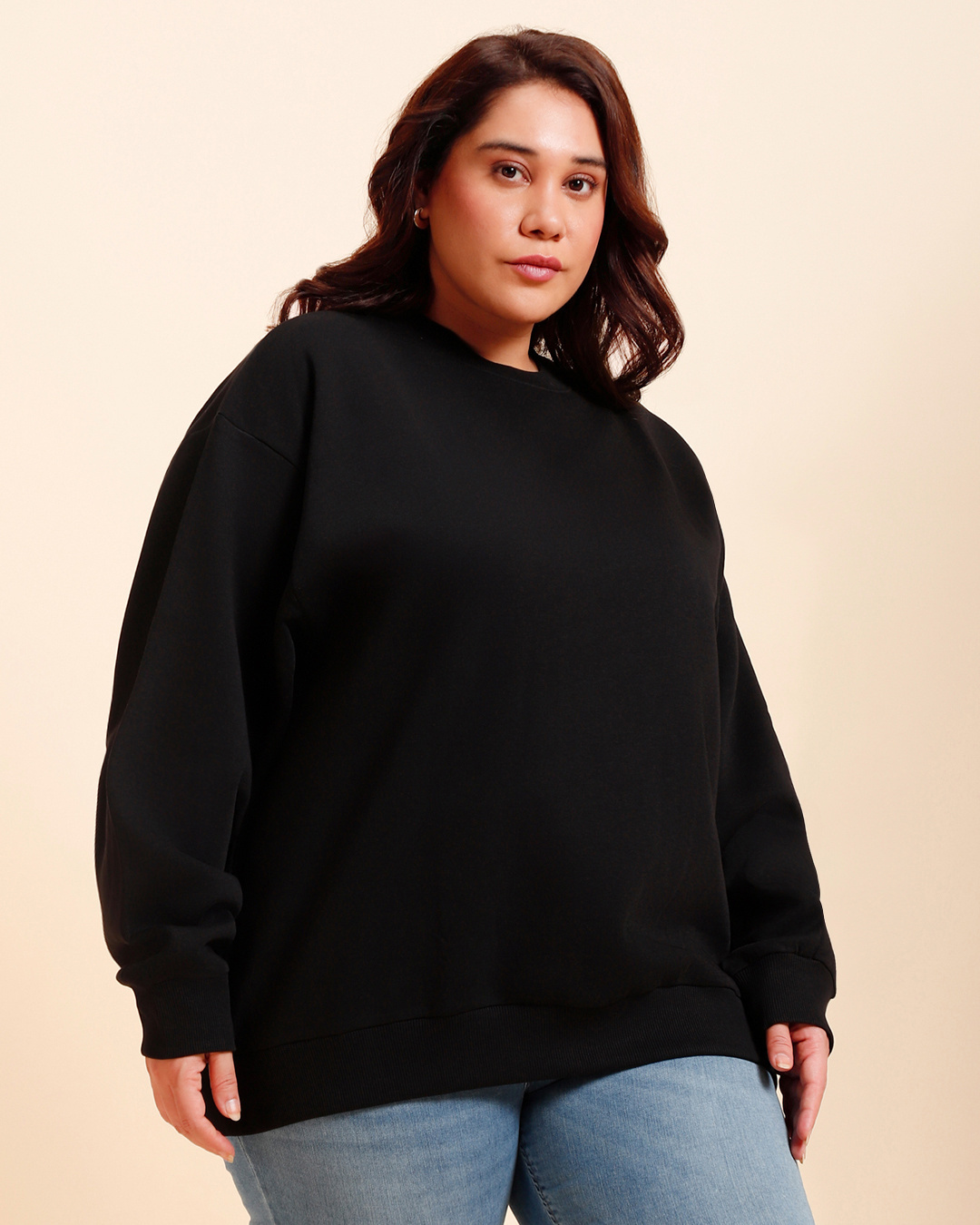 Shop Women's Black Plus Size Super Loose Fit Sweatshirt-Back