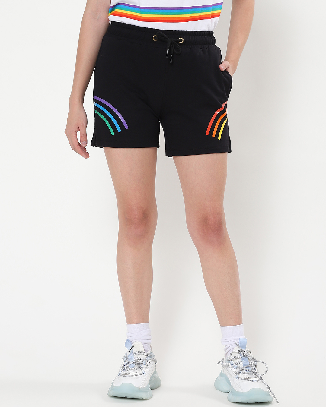 Shop Women's Black Pride Basic Plus Size Shorts-Back
