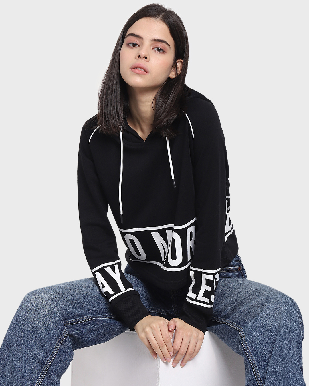 Buy Women's Black Do More Typography Hoodie Online at Bewakoof