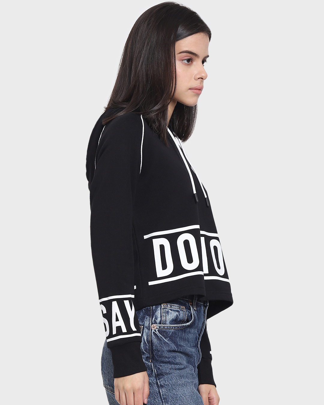 Shop Women's Black Do More Typography Hoodie-Back