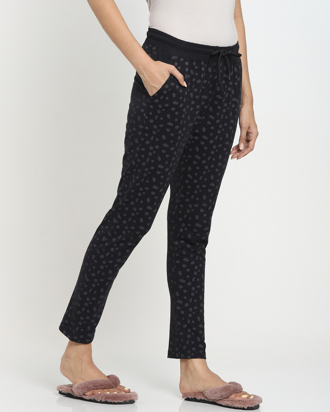 Shop Women's Black Printed Lounge Pyjamas-Back