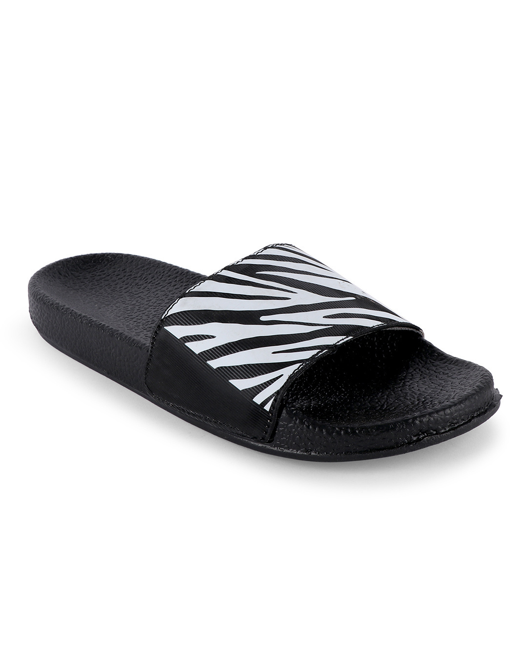 Shop Women's Black Printed Sliders-Back