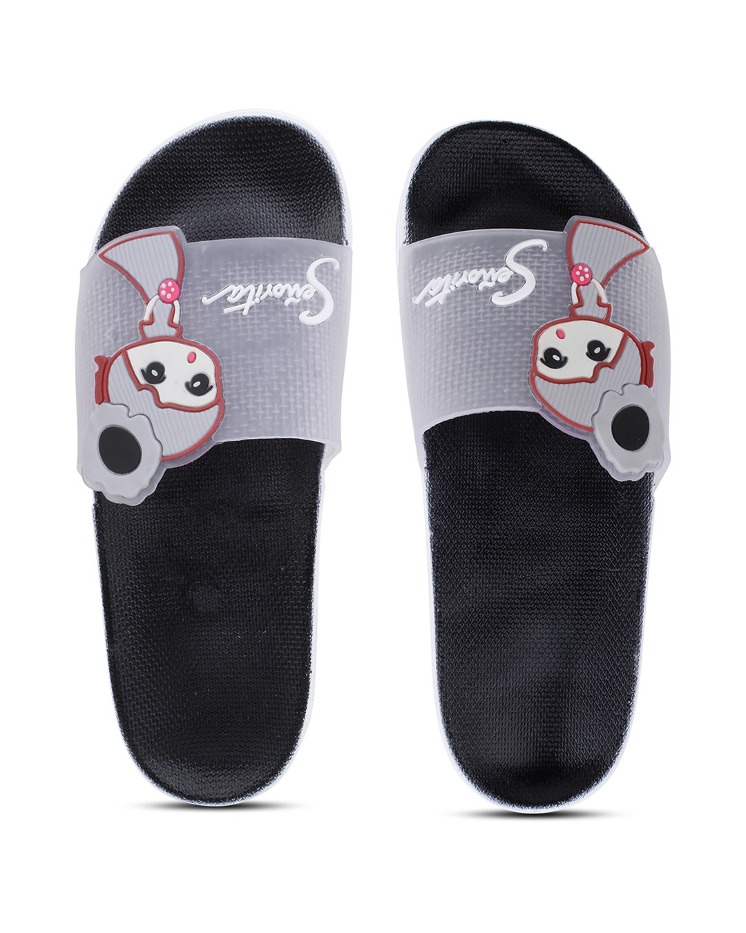 Shop Women's Black Printed Sliders-Back