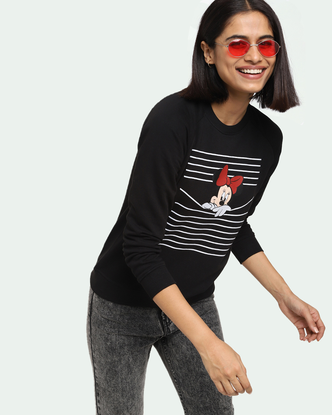 Shop Women's Black Mickey Graphic Printed Sweatshirt-Front