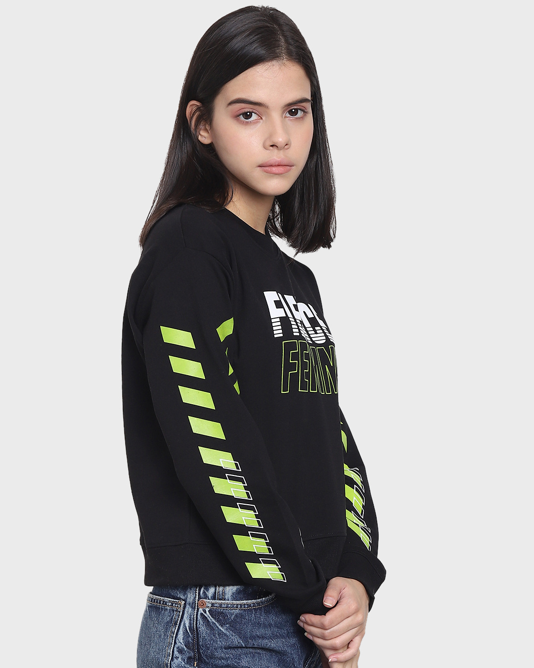 Shop Women's Black Fierce Typography Sweatshirt-Back