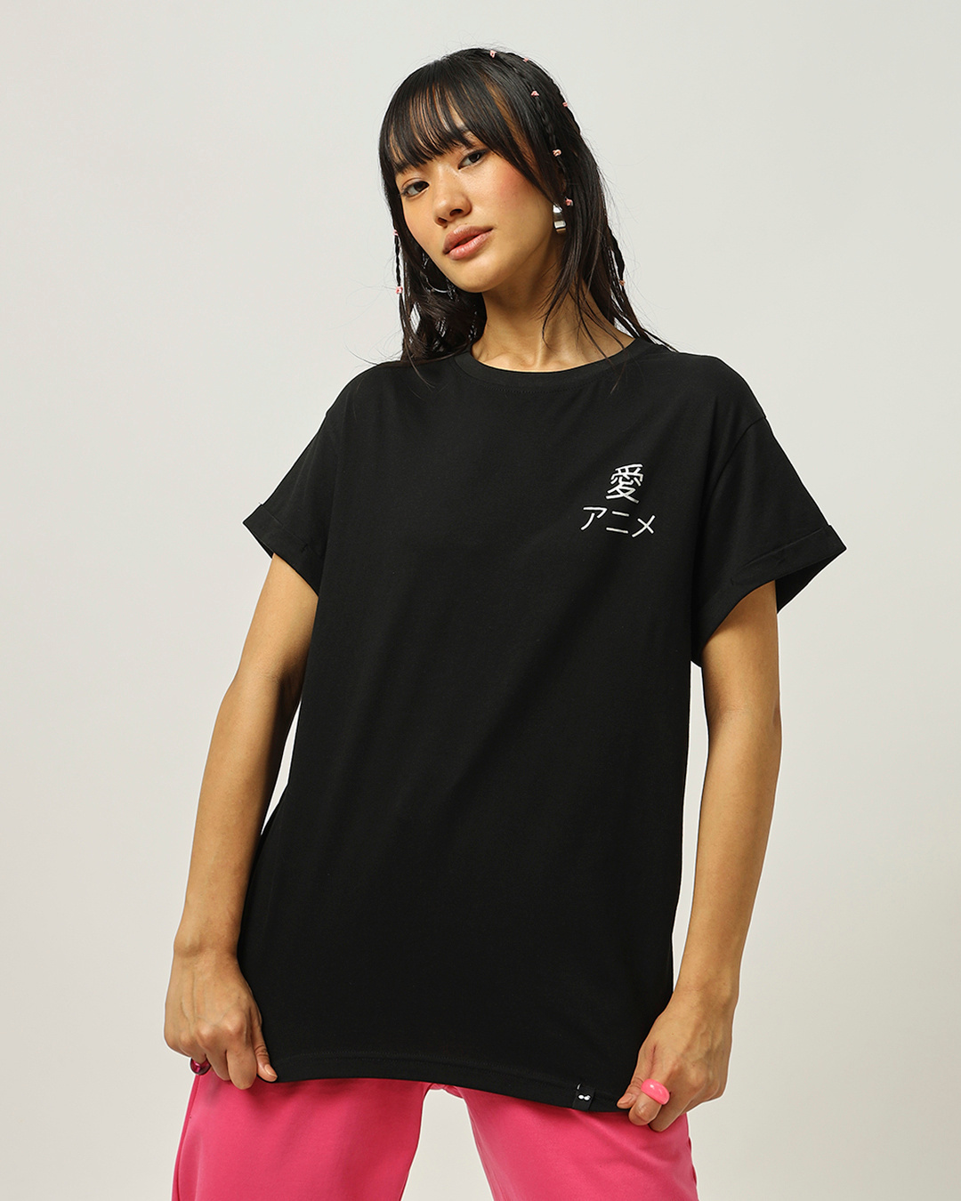 Shop Women's Black Promo Graphic Printed Boyfriend T-shirt-Back