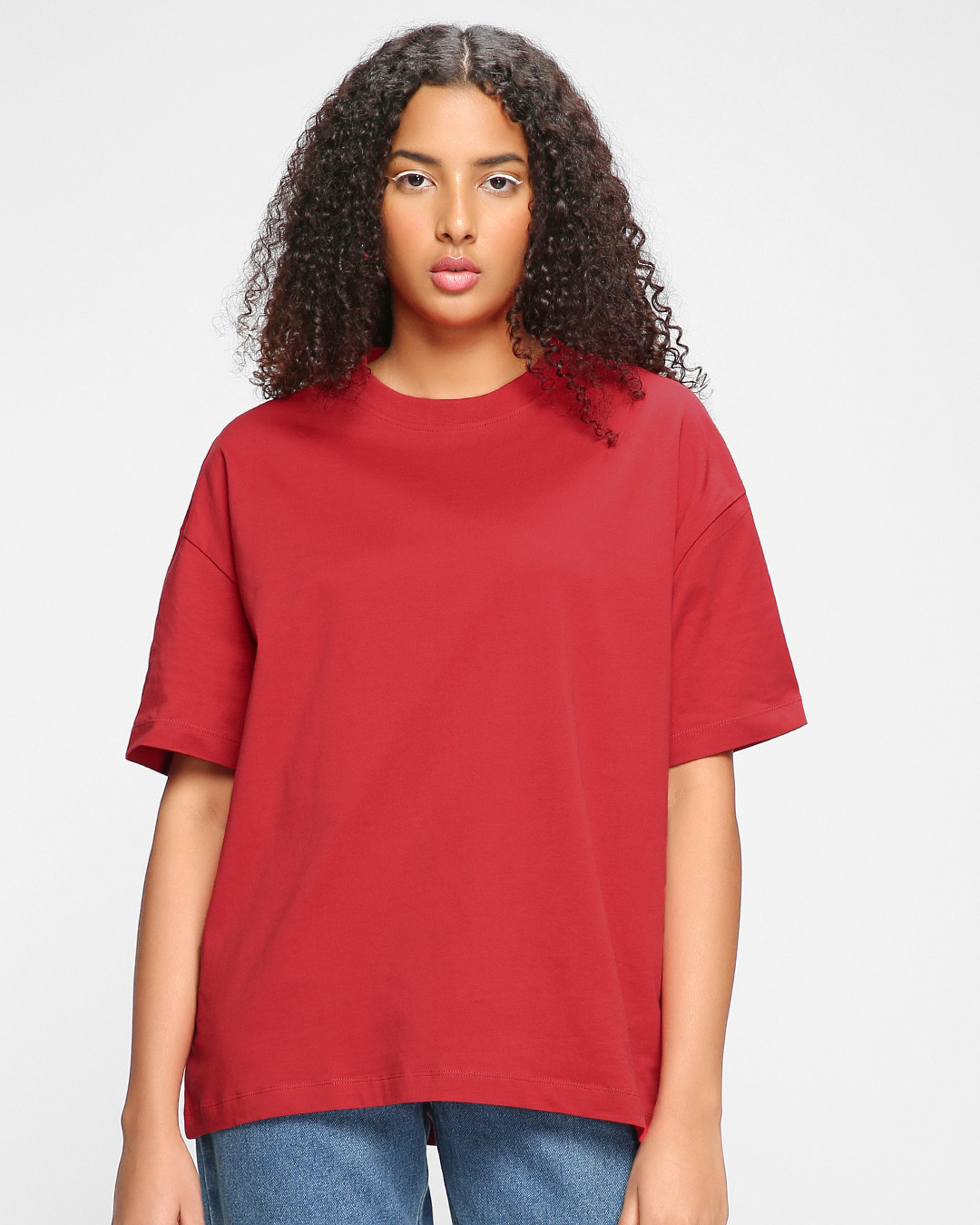 Shop Pack of 2 Women's Black & Red Oversized T-shirt-Back