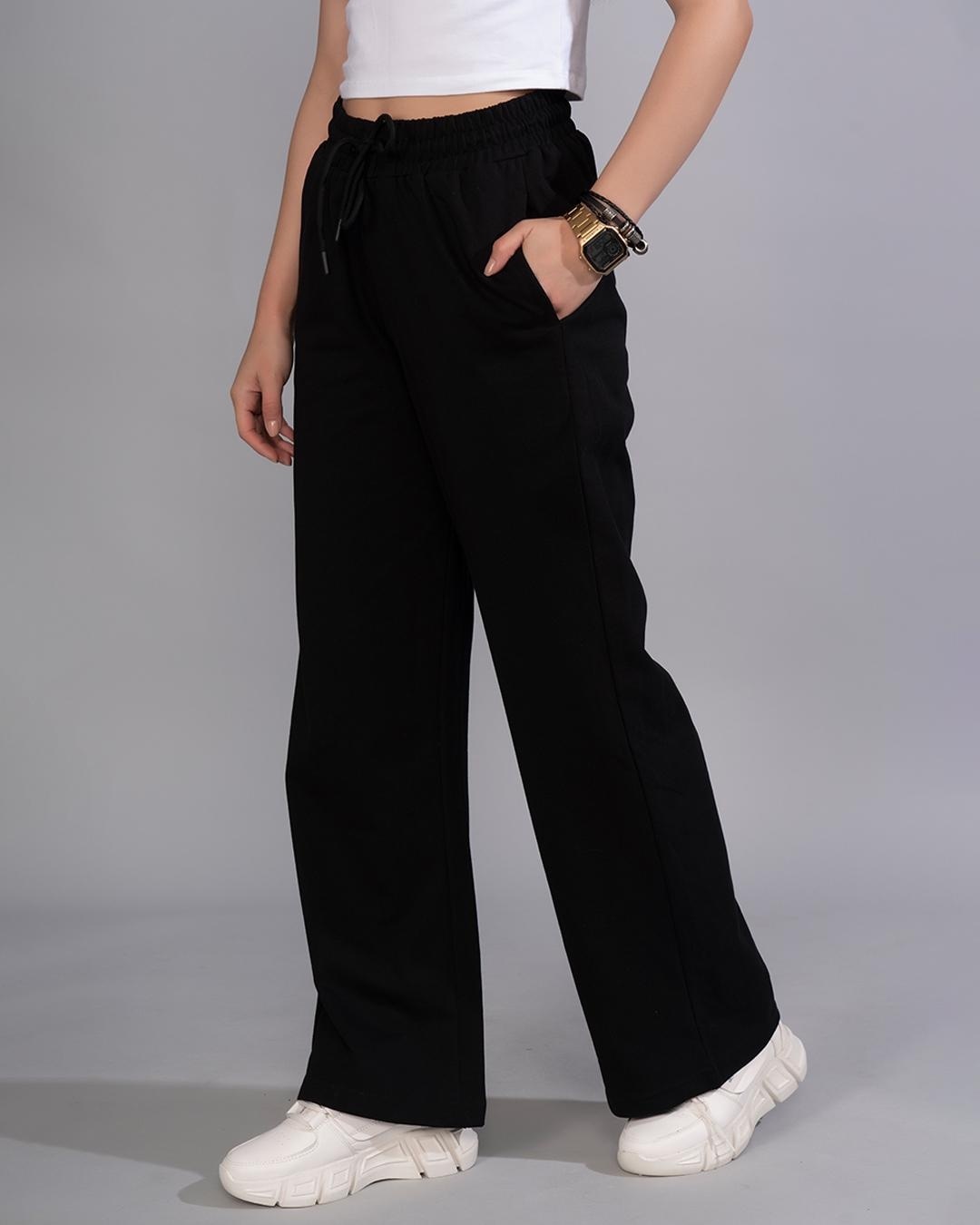 Shop Women's Black Relaxed Fit Cargo Pants-Back