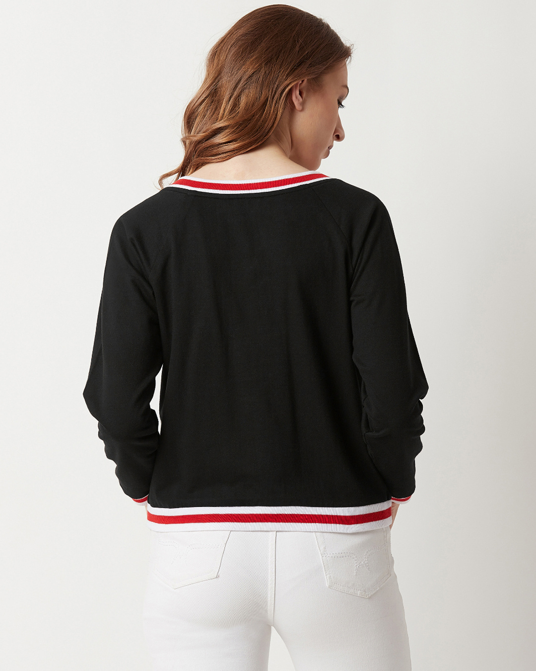 Shop Women's Black Relaxed Fit Dark Star Ribbed Sweatshirt-Back