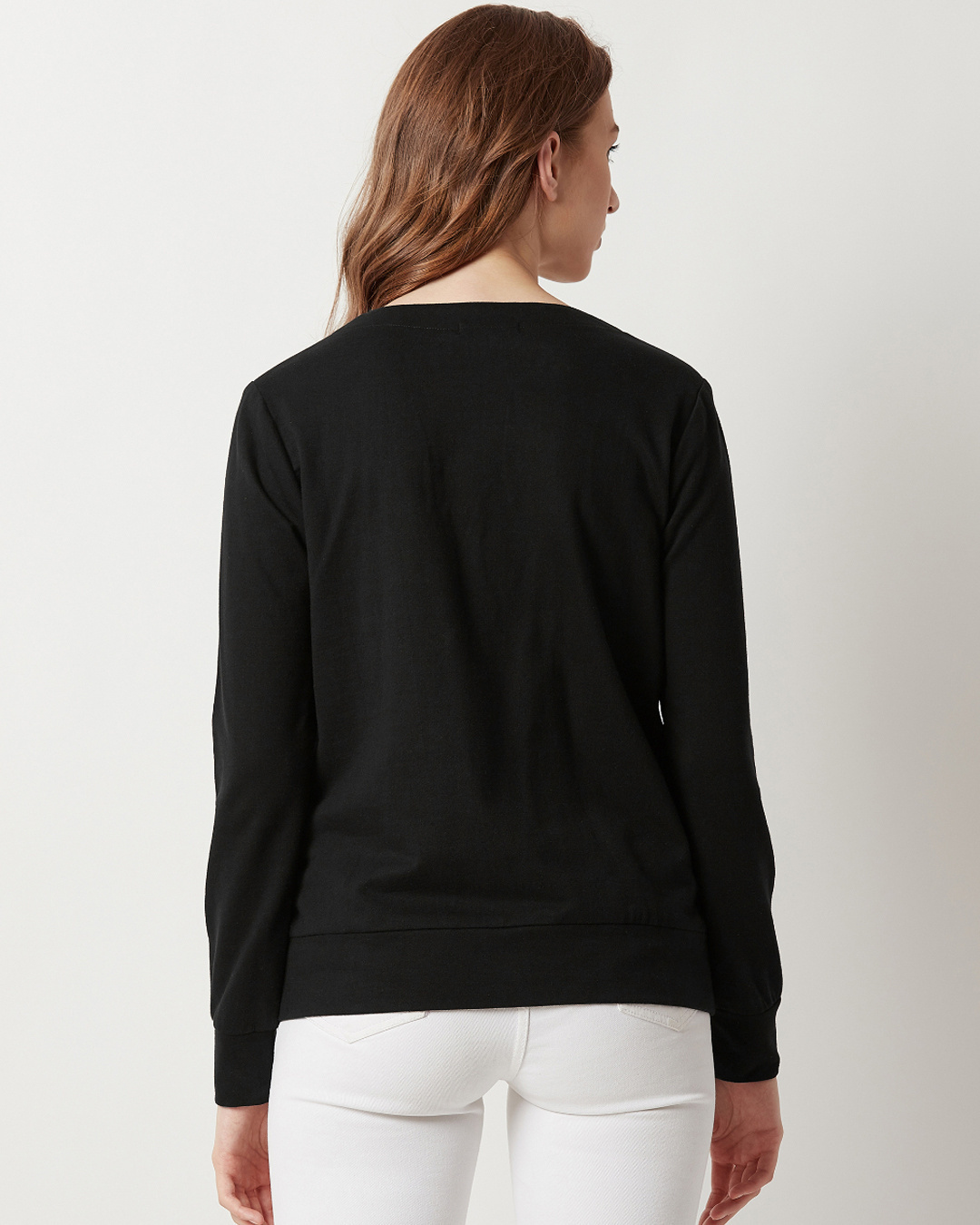 Shop Women's Black Relaxed Fit Rough Ride Tie Up Twill Sweatshirt-Back