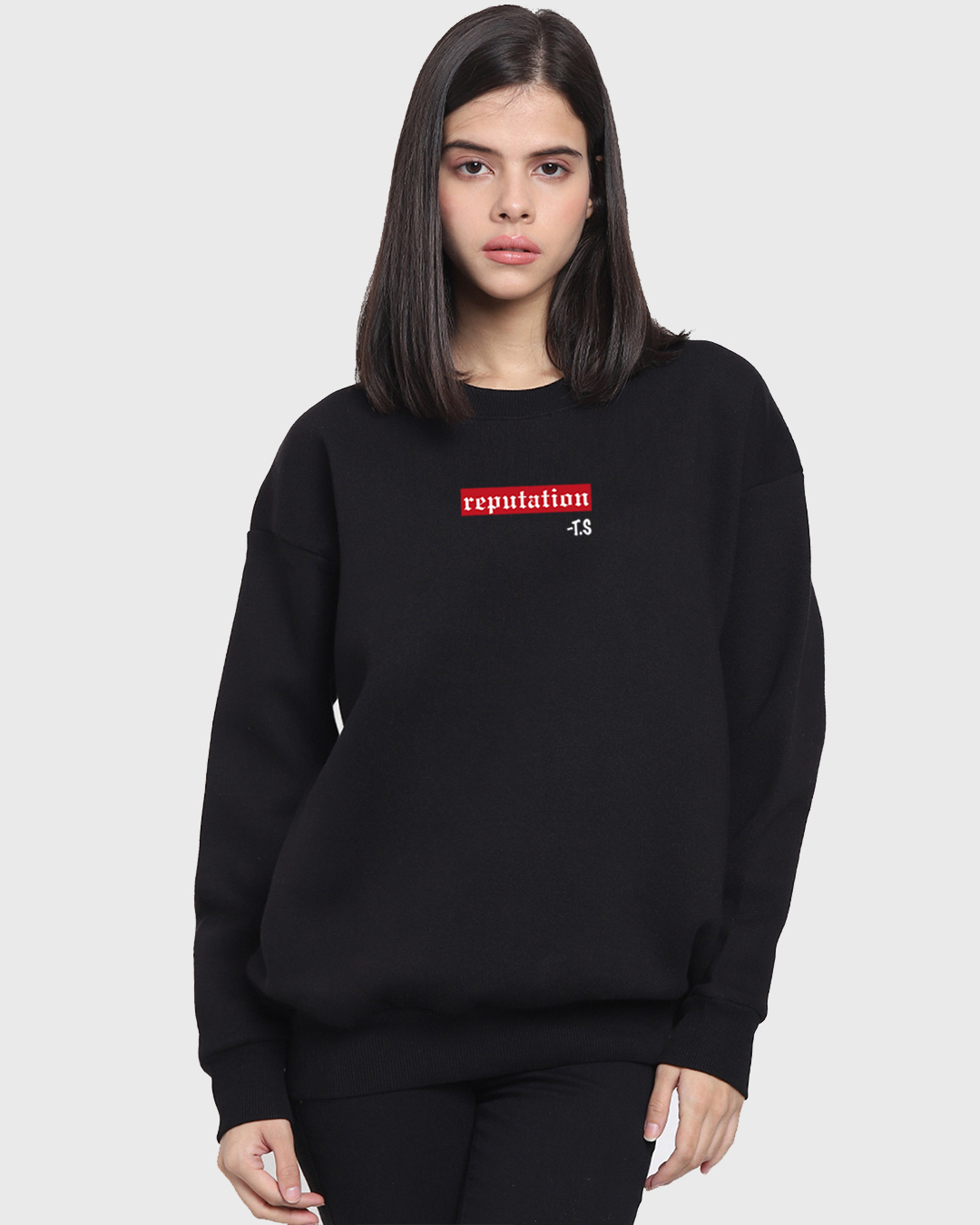 Buy Women's Black Reputation Taylor Swift Graphic Printed Oversized  Sweatshirt Online at Bewakoof