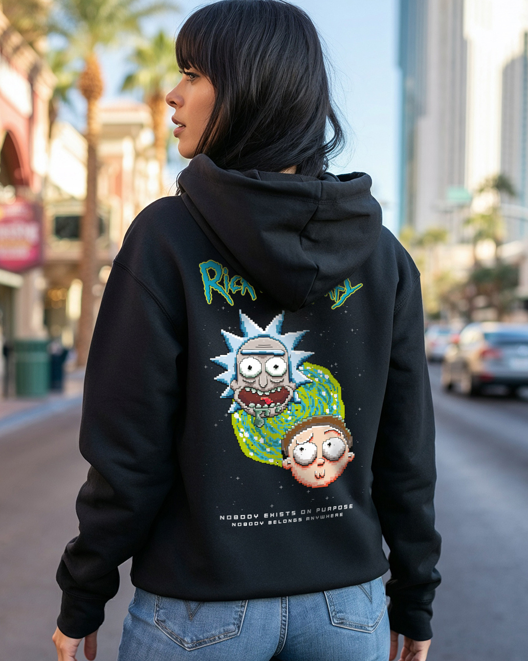 Rick and morty hoodie women's sale